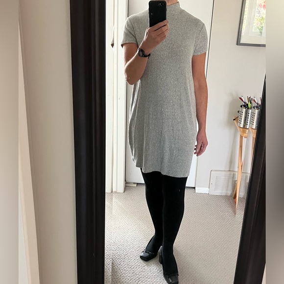 Garage Mock Neck Dress Light Grey Size L - Picture 4 of 6